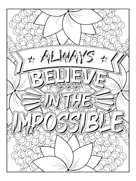 Inspirational Quote Coloring Page For Adults Motivational Quote