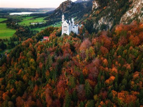 Amazing Aerial View on Neuschwanstein. Bavaria, Germany. Stock Photo ...