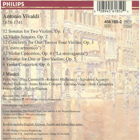 Vivaldi Edition Opus 1 Opus 6 I Musici Felix Ayo Pina