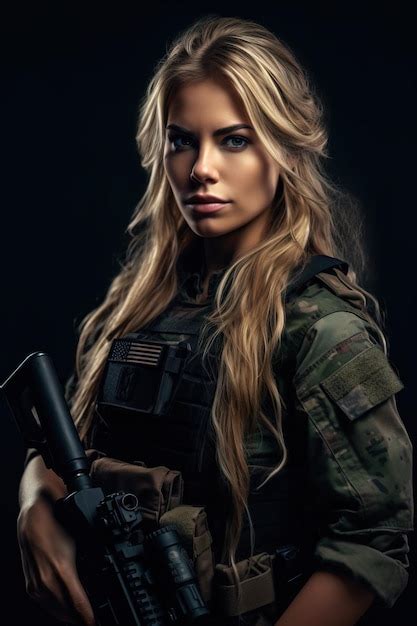 Premium AI Image Beautiful Caucasian Female Private Military