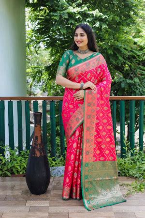 Rani Pink Color Banarasi Silk Saree With Golden Zari Weaving Work