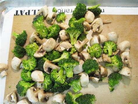 Very Tasty Roasted Broccoli And Mushrooms With Garlic Olive Oil And