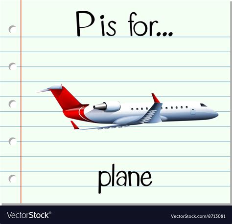 Flashcard Letter P Is For Plane Royalty Free Vector Image