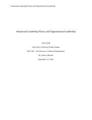 Situational Leadership Theory And Organizational Leadership Docx