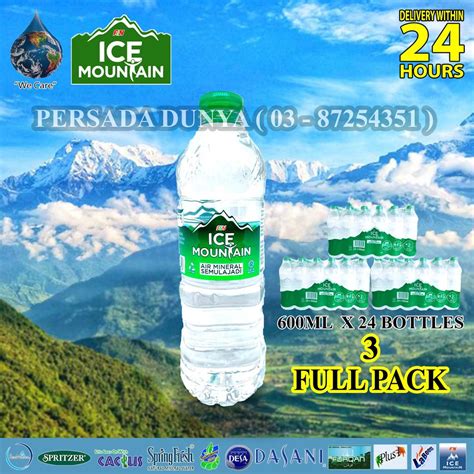 ICE MOUNTAIN Mineral Water Full Pack 600ml X 24 Bottles X 3 Shrink