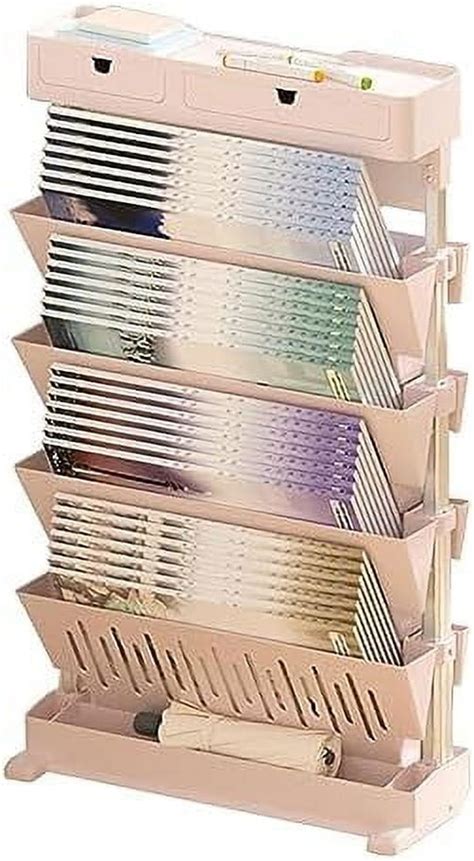 TJUNBOLIFE 5 Layer Folding Bookshelf Open Mobile Magazine Rack With