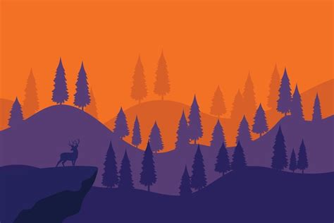 Premium Vector Flat Design Mountain Landscape Illustration