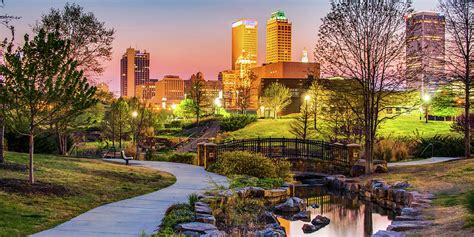 Tulsa Skyline Centennial Park Dusk Panorama Photograph By Gregory