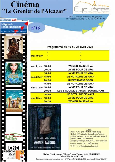 programme cinéma du 19 au 25 avril 2023 Eyguières Les Alpilles