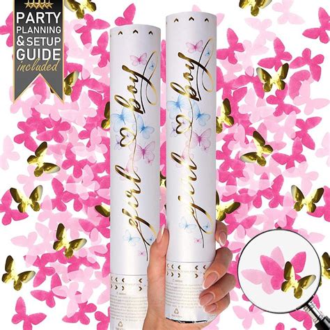 Premium Gender Reveal Confetti Cannon Set Of 2 Biodegradable