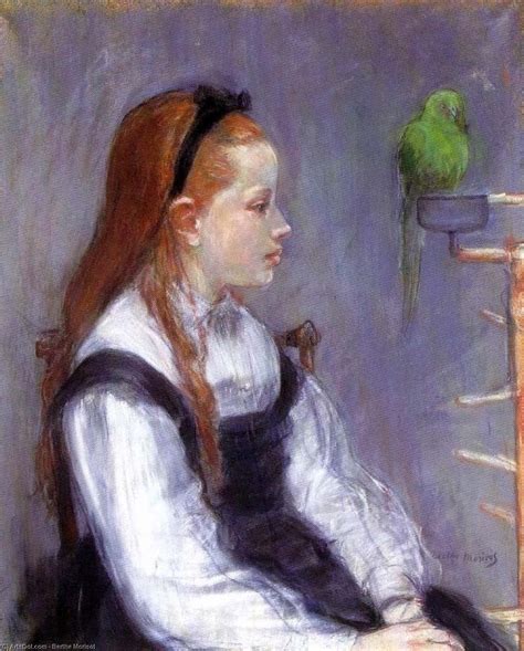 Réplique De Peinture Jeune fille avec un perroquet 1873 de Berthe