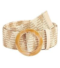 Women Woven Rattan Wide Stretch Straw Belt Beige At Amazon Womens