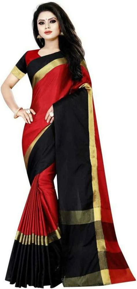 Buy Vkaran Women Red Self Design Silk Blend Single Saree Online At Best