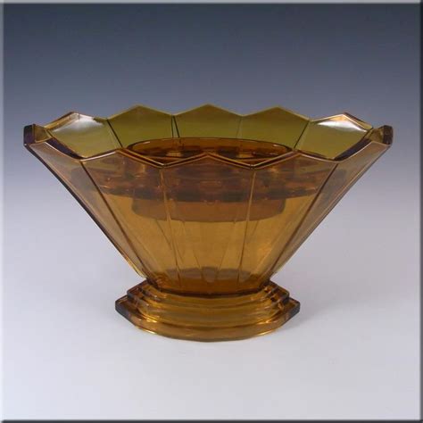 Bagley 1333 Vintage Art Deco Amber Glass Wyndham Vase Art Deco Vases Art Deco Glass Amber