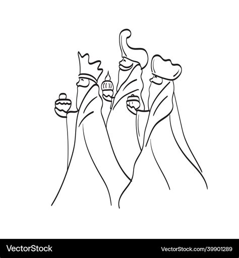 Line Art Three Wise Men From Nativity Scene Vector Image