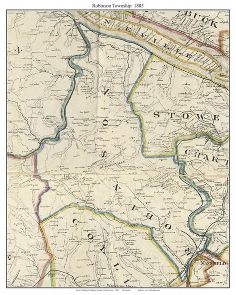 Robinson Township Pennsylvania 1883 Old Town Map Custom Print