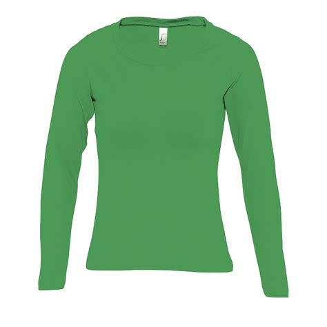 Tee Shirt Femme Col Rond Manches Longues Majestic Vert Prairie