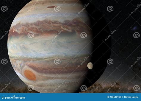 Europa Moon with Jupiter in the Solar System - 3d Illustration, Closeup View Stock Illustration ...