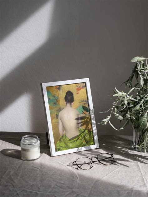 Antique Portrait Woman Nude Vintage Print Dark Bedroom Wall Decor