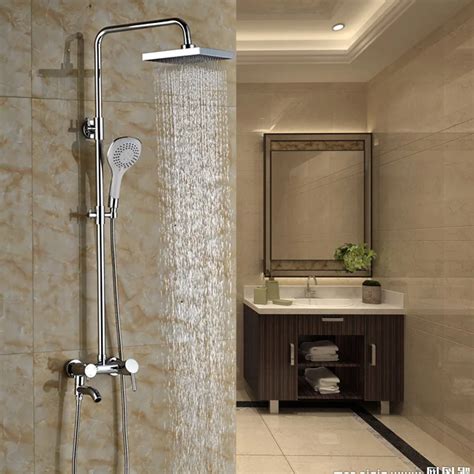 Bathroom Shower Mixer Taps 8" ABS Shower Head Wall Mounted Polished ...