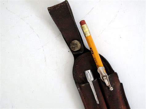 Leather Pen Holder Brown Belt Accessory by SnapshotVintage