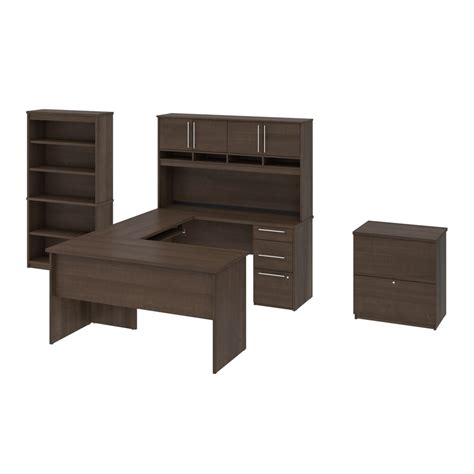 Bestar Bestar Innova 83W U or L-Shaped Desk w/ Hutch, Lateral File ...