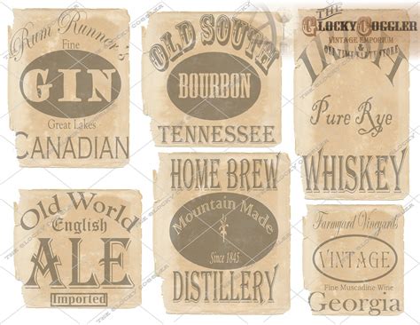 Booze Bottle Labels 6 Bootleg Printable Prohibition Speakeasy | Etsy