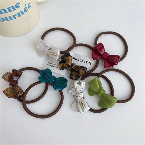 Korean Style Bowknot Hair Rope Ponytail Holder Headwear Acetate Bow