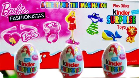 Disney Barbie Kinder Surprise Eggs Unboxing Youtube