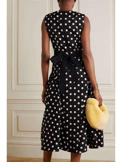 Erdem Penelope Belted Polka Dot Taffeta Faille Midi Dress Net A Porter