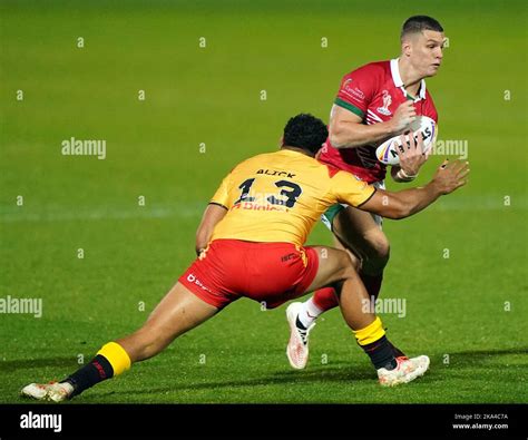 Wales Josh Ralph Right Tries To Get Past Papua New Guinea S Jacob