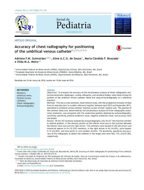 Pdf Accuracy Of Chest Radiography For Positioning Of The Umbilical