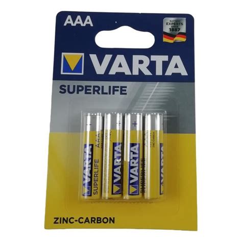 4 Piles AAA LR3 R03 VARTA Superlife 1 5V Zinc Carbon Batterie Longue