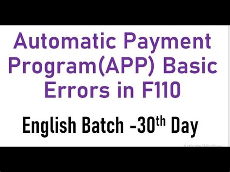 Automatic Payment Program Errors APP Errors APP Configurations SAP