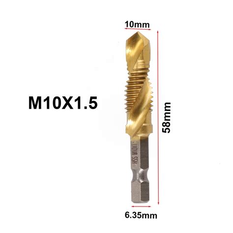 Rainb Pc Titanium Plated Hex Shank Hss Screw Thread Metric Tap Drill