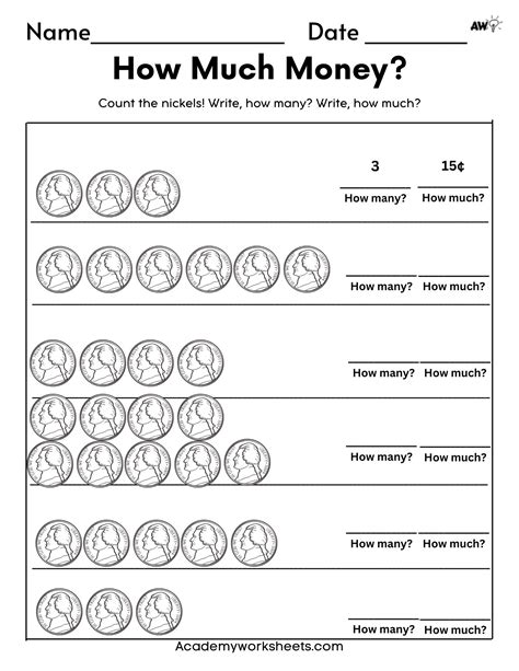 Counting Nickels And Pennies Worksheet