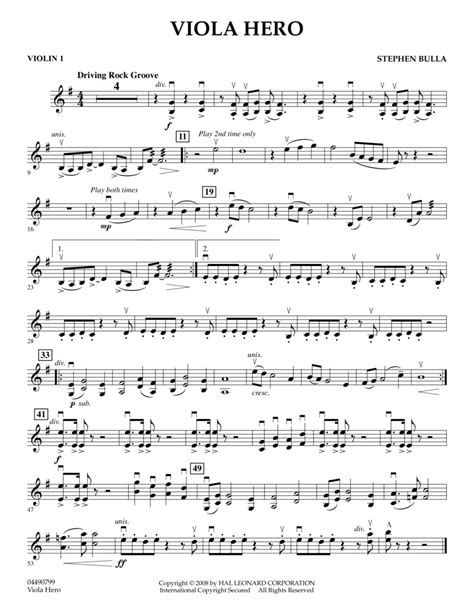 Viola Hero Violin 1 By Stephen Bulla Viola Digital Sheet Music