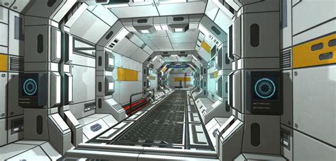 D Model Scifi Corridor Set Vr Ar Low Poly Cgtrader