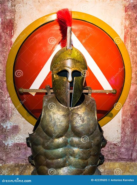 Spartan Helmet, Armor and Shield Stock Image - Image of costume, shield ...