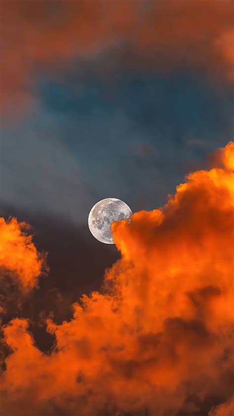 moon, clouds, nature, hd, 4k HD Phone Wallpaper | Rare Gallery