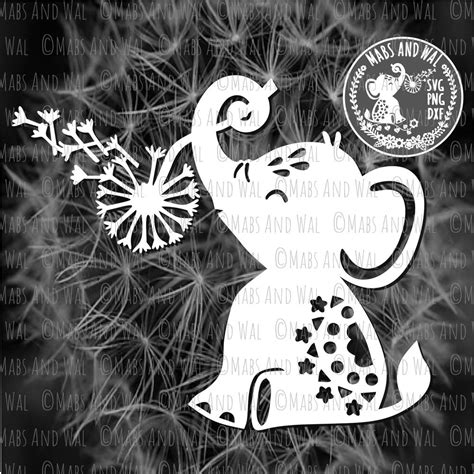 Elephant Blowing Dandelion Svg Elephant Svg Elephant Etsy