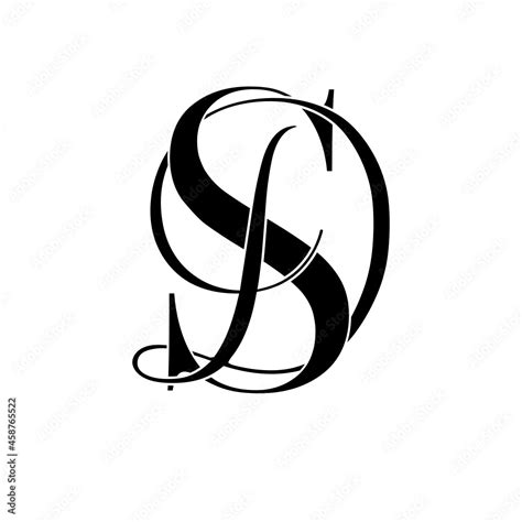 Sd Ds Monogram Logo Calligraphic Signature Icon Wedding Logo