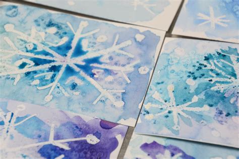 Easy Snowflake Art Idea With Salt and Watercolor - Crafty Art Ideas