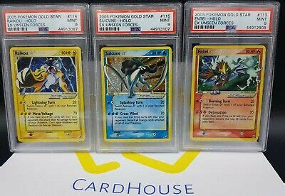 Pokémon Individual Cards PSA 9 MINT Entei Suicune Raikou Gold Star Ex