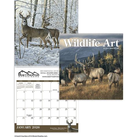 Marketing Wildlife Art Executive Calendars (2026, Spiral, 12" x 25")