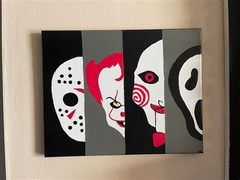 Horror Movie Villains In 2024 Mini Canvas Art Halloween Canvas Art