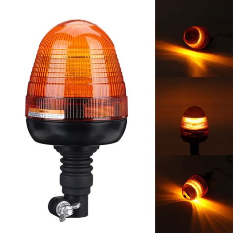 12 24V Pointed LED Warning Light 4 Flashing Amber Beacon Flexible Din