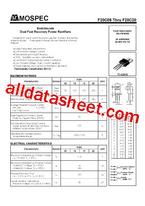 F20C05 Datasheet PDF Mospec Semiconductor