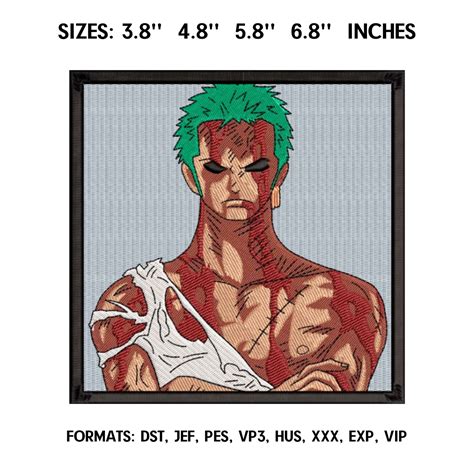 Zoro Embroidery Design File One Piece Anime Embroidery Desi Inspire