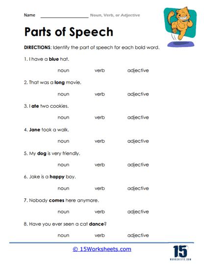 Noun Verb Or Adjective Worksheets 15 Worksheets Library